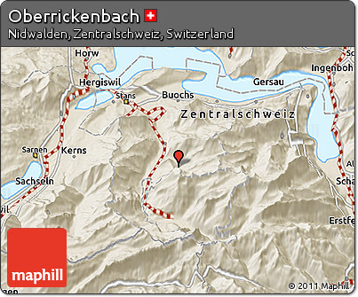 Shaded Relief 3D Map of Oberrickenbach