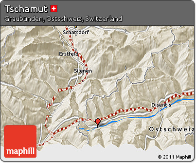 Shaded Relief 3D Map of Tschamut