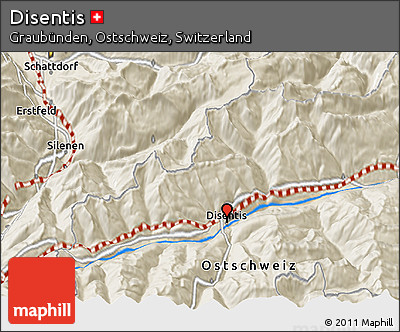 Shaded Relief 3D Map of Disentis