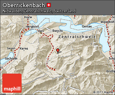 Shaded Relief 3D Map of Oberrickenbach