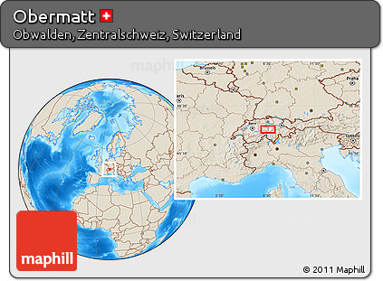 Shaded Relief Location Map of Obermatt