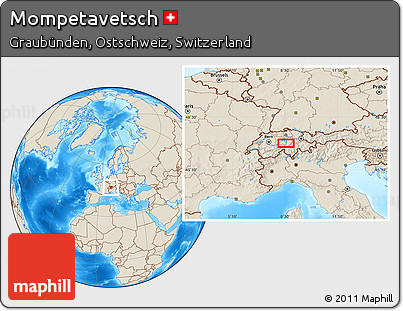 Shaded Relief Location Map of Mompetavetsch