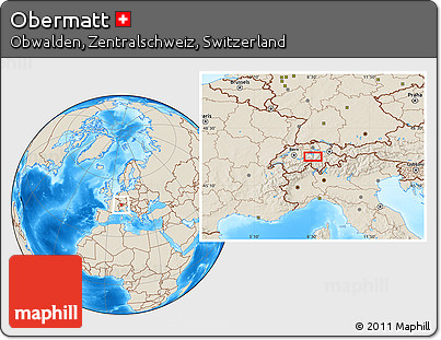 Shaded Relief Location Map of Obermatt