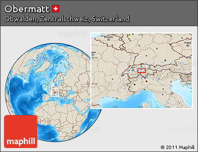 Shaded Relief Location Map of Obermatt