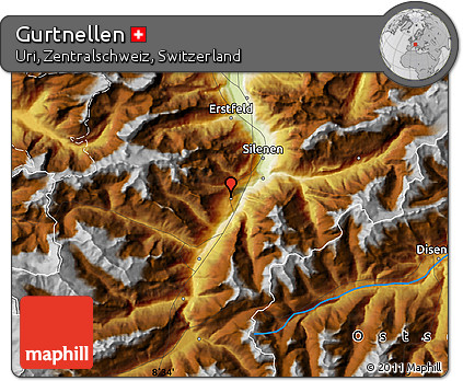 Physical Map of Gurtnellen