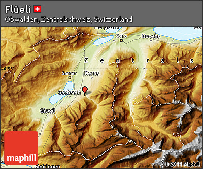Physical Map of Flüeli