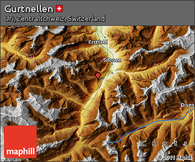 Physical Map of Gurtnellen