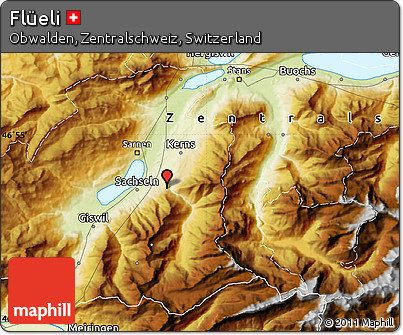 Physical Map of Flüeli