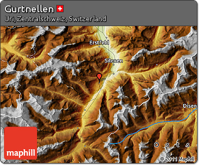 Physical Map of Gurtnellen