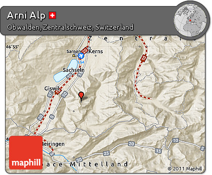 Shaded Relief Map of Arni Alp