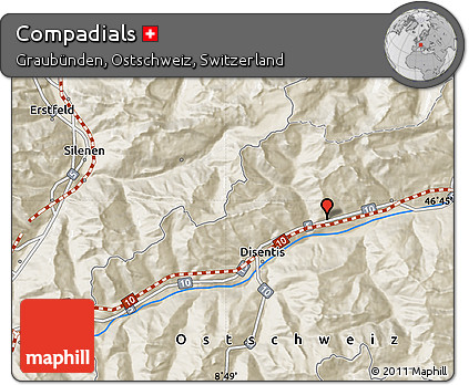 Shaded Relief Map of Compadials