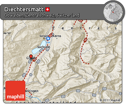 Shaded Relief Map of Diechtersmatt