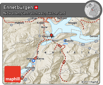 Shaded Relief Map of Ennetbürgen