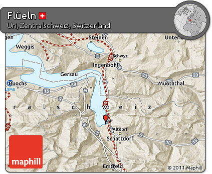 Shaded Relief Map of Flüeln