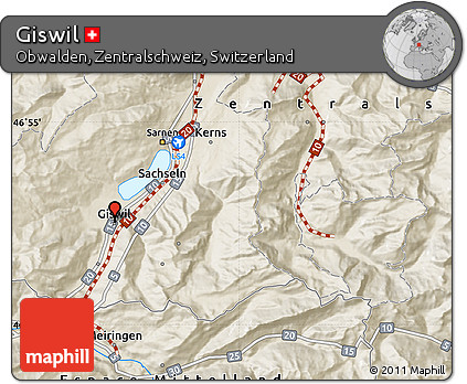 Shaded Relief Map of Giswil