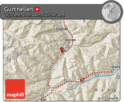 Shaded Relief Map of Gurtnellen