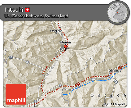 Shaded Relief Map of Intschi