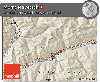 Shaded Relief Map of Mompetavetsch