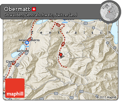 Shaded Relief Map of Obermatt