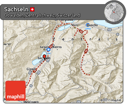 Shaded Relief Map of Sachseln