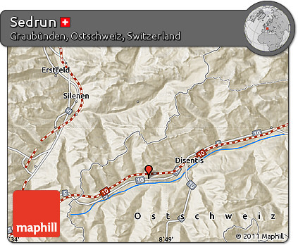 Shaded Relief Map of Sedrun