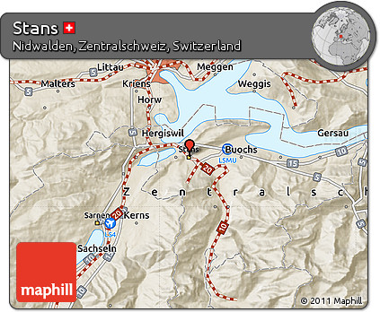 Shaded Relief Map of Stans