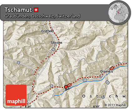 Shaded Relief Map of Tschamut