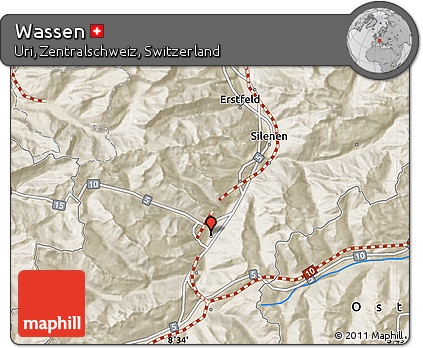 Shaded Relief Map of Wassen