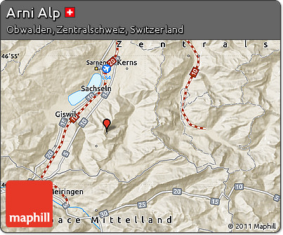 Shaded Relief Map of Arni Alp