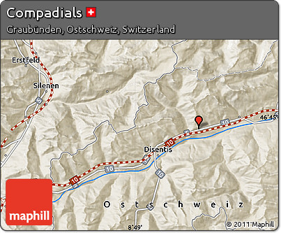 Shaded Relief Map of Compadials