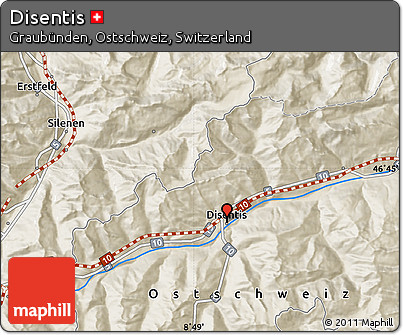 Shaded Relief Map of Disentis