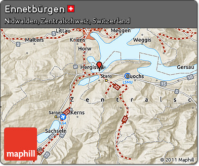Shaded Relief Map of Ennetbürgen