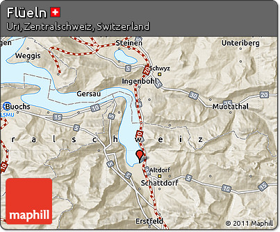 Shaded Relief Map of Flüeln