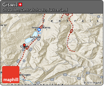 Shaded Relief Map of Giswil