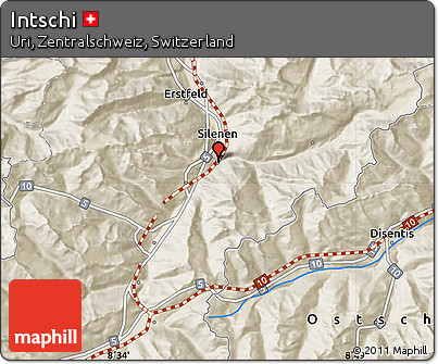Shaded Relief Map of Intschi