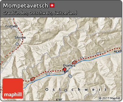 Shaded Relief Map of Mompetavetsch