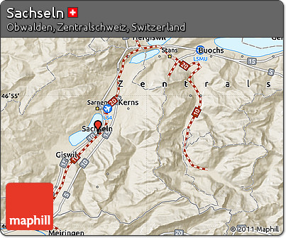 Shaded Relief Map of Sachseln