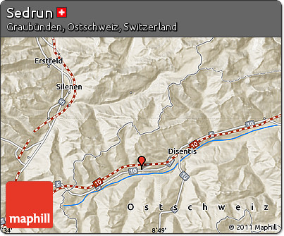 Shaded Relief Map of Sedrun