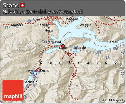 Shaded Relief Map of Stans