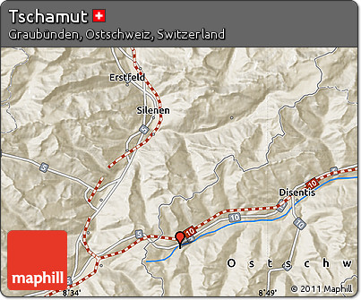 Shaded Relief Map of Tschamut