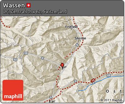 Shaded Relief Map of Wassen