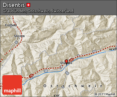 Shaded Relief Map of Disentis