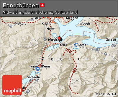 Shaded Relief Map of Ennetbürgen