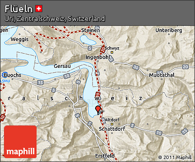 Shaded Relief Map of Flüeln