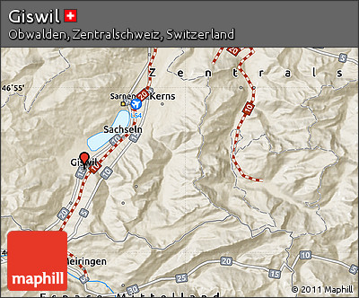 Shaded Relief Map of Giswil