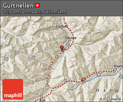 Shaded Relief Map of Gurtnellen