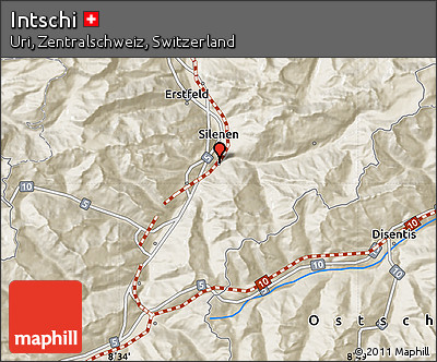 Shaded Relief Map of Intschi