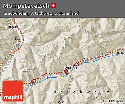 Shaded Relief Map of Mompetavetsch