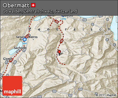 Shaded Relief Map of Obermatt