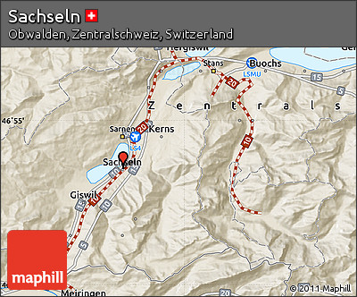Shaded Relief Map of Sachseln
